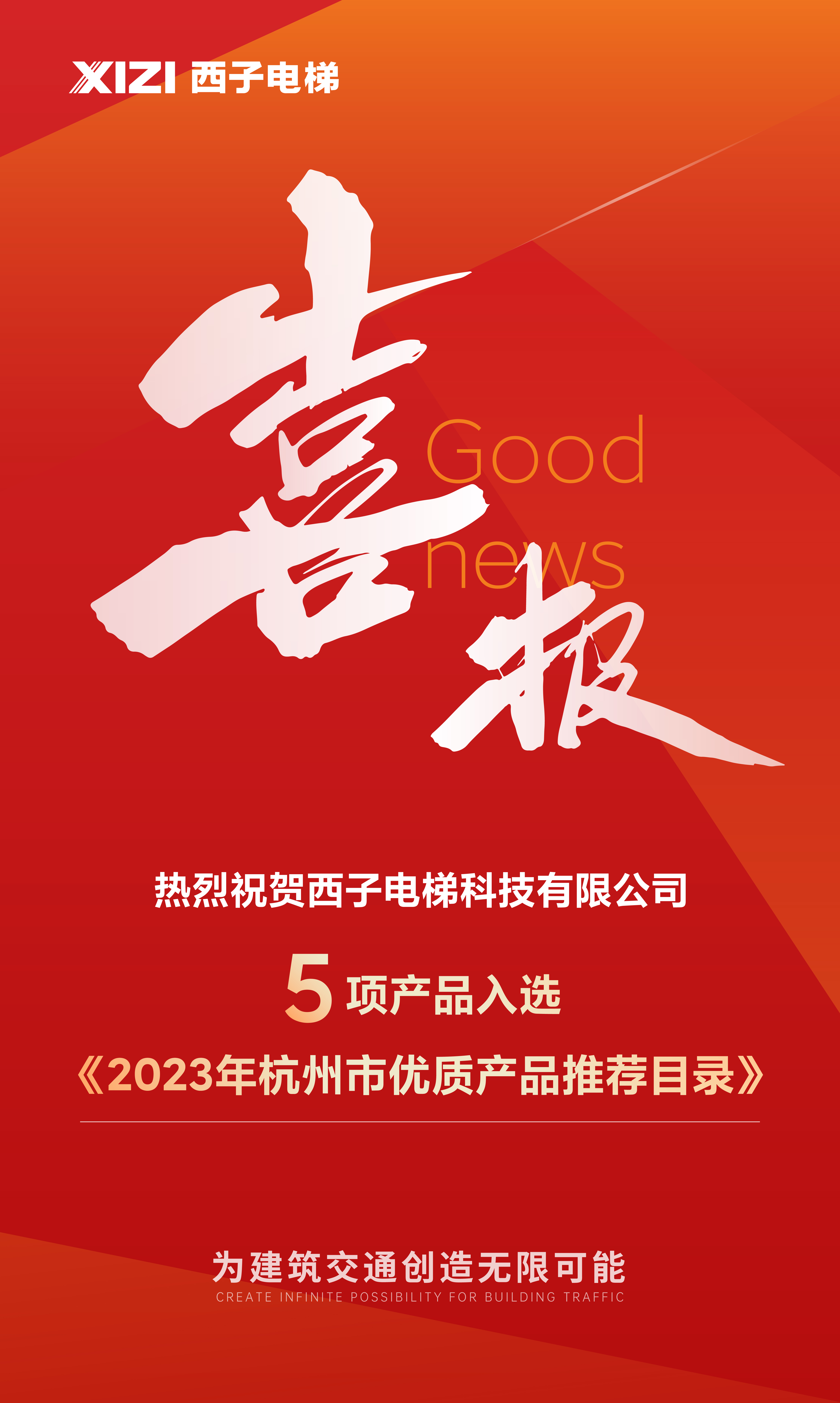 5項入選！九游会J9電梯上榜2023年杭州市優質產品推薦目錄